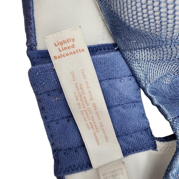 Cacique Blue Lace Underwire Lightly Lined Balconette Full Coverage Bra Size 40DD - Picture 3 of 4